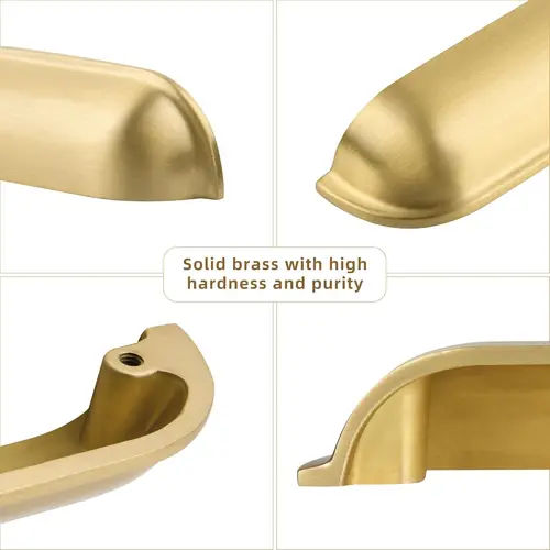 Imagen 2 del producto 6 tiradores dorados cepillados para cajones de cocina, tiradores para armarios, herrajes de latón para muebles