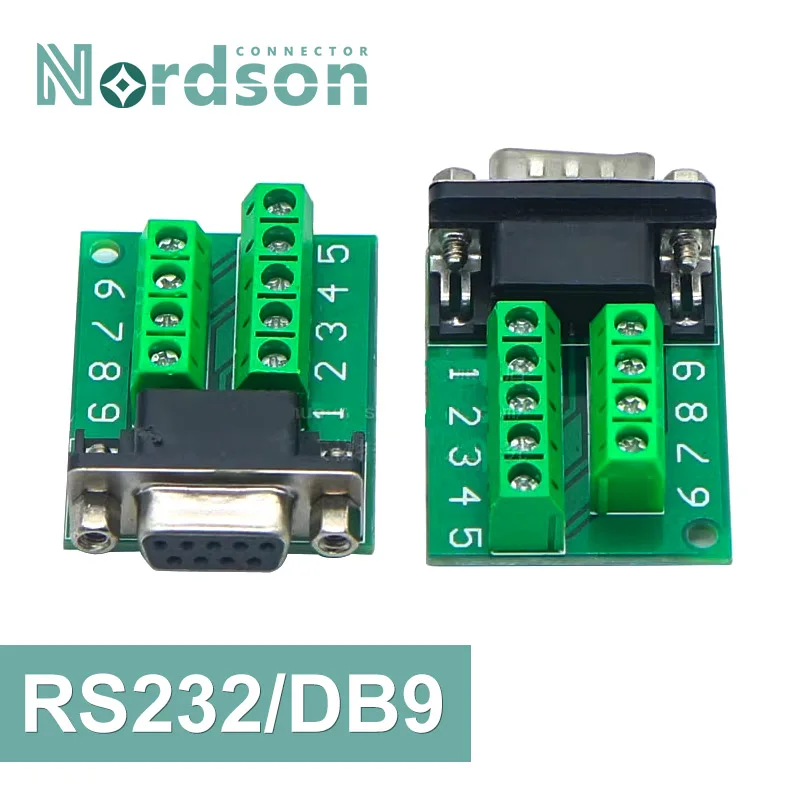 DB9 RS232 Serial to Terminal D-Sub 9pin Solderless Connectors Female Male Adapter Connector DR9 RS485 422 Breakout Board