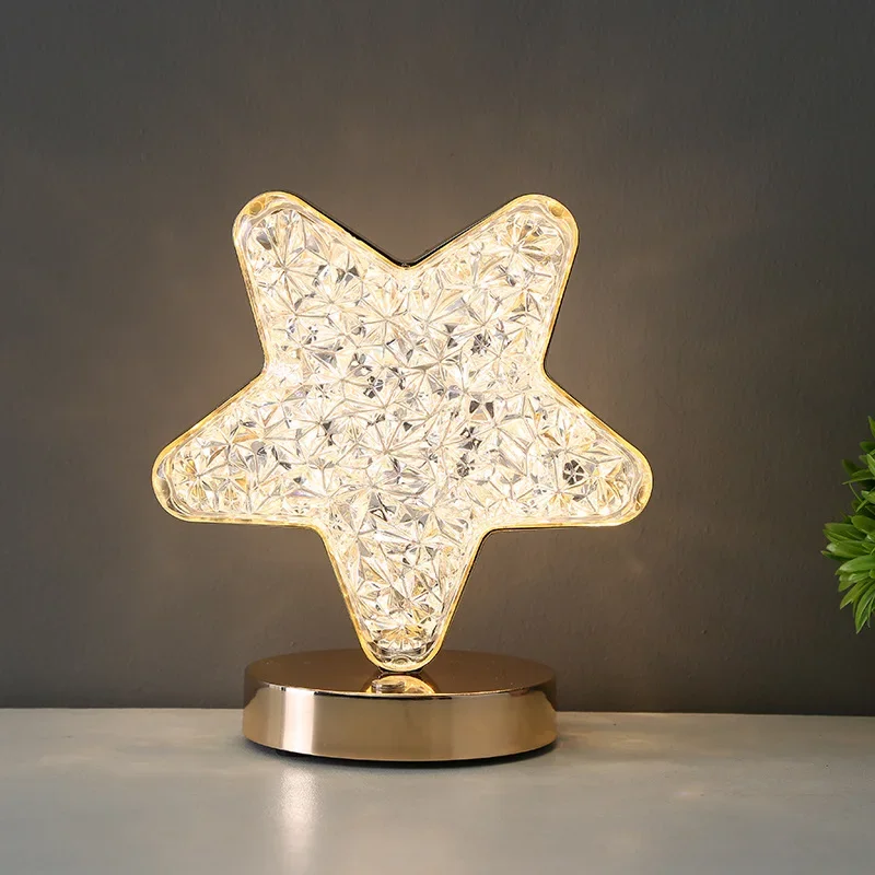 Lámpara de mesa de Luna y Estrella, lámpara de Ambiente de regalo de cumpleaños para niños, luz moderna Simple, decoración táctil de lujo, luz nocturna