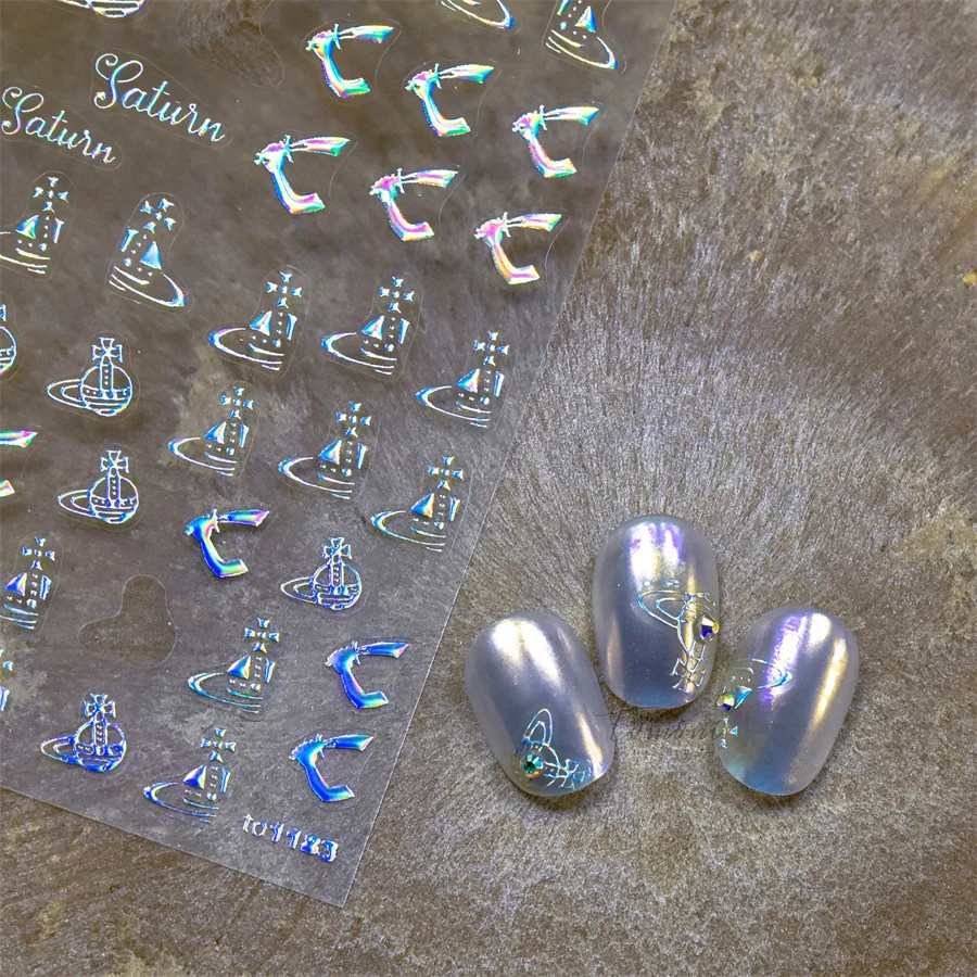 ملصقات فنية للأظافر ذهبية من كاواي ، شارات ذاتية اللصق ، ذاتية الصنع ، ريترو ، موضة ، فاخرة ، ساخنة ، ختم ، 5D ، 1