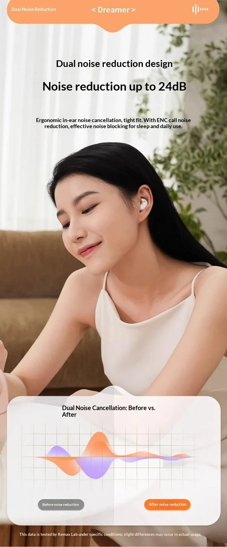 Ultra Thin Wireless Sleep Earbuds Zero Pressure Design for Side Sleepers All-Day Wearing Comfort Extended Playtime Battery