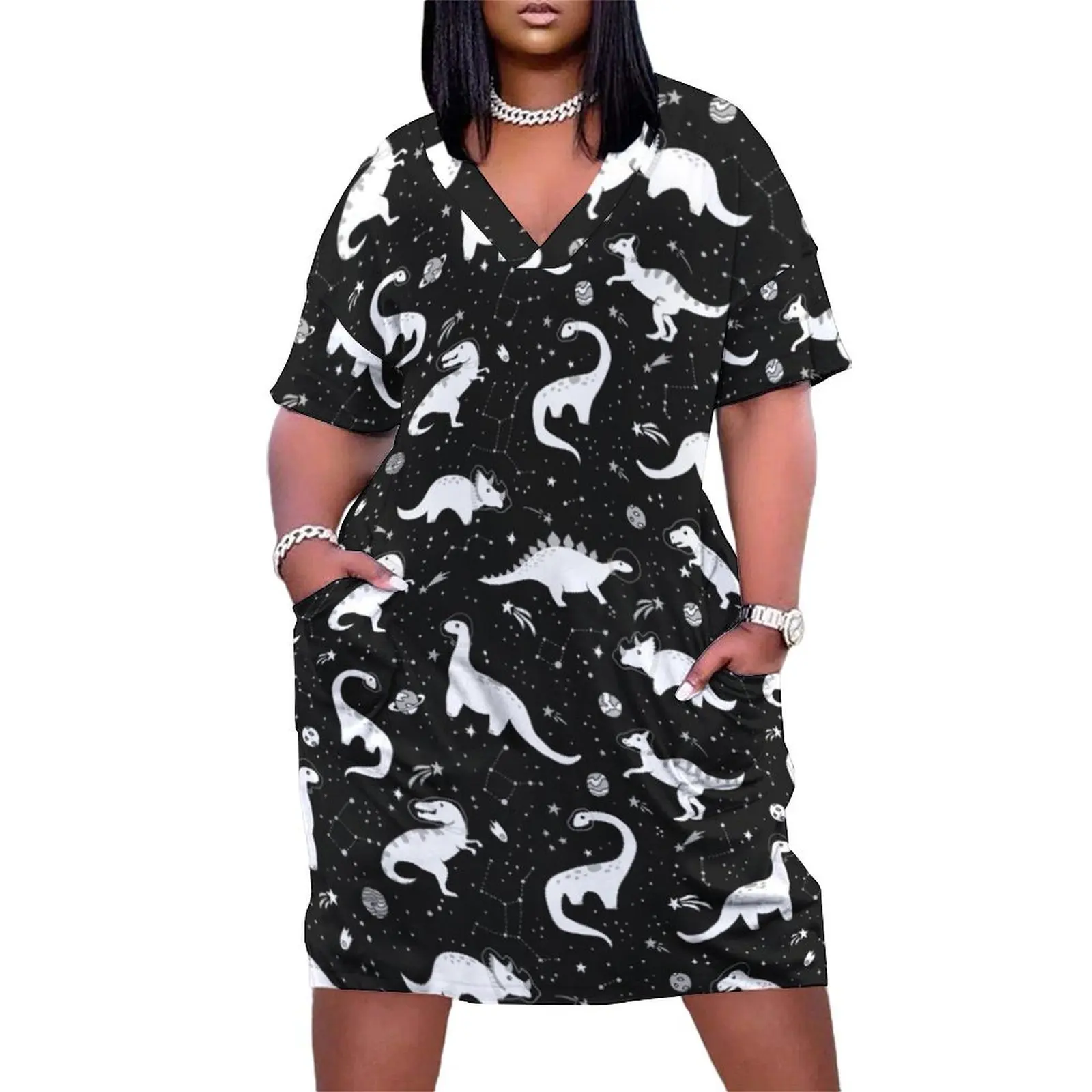 

Space Dinosaurs Loose Pocket Dress womens dress sexy dress