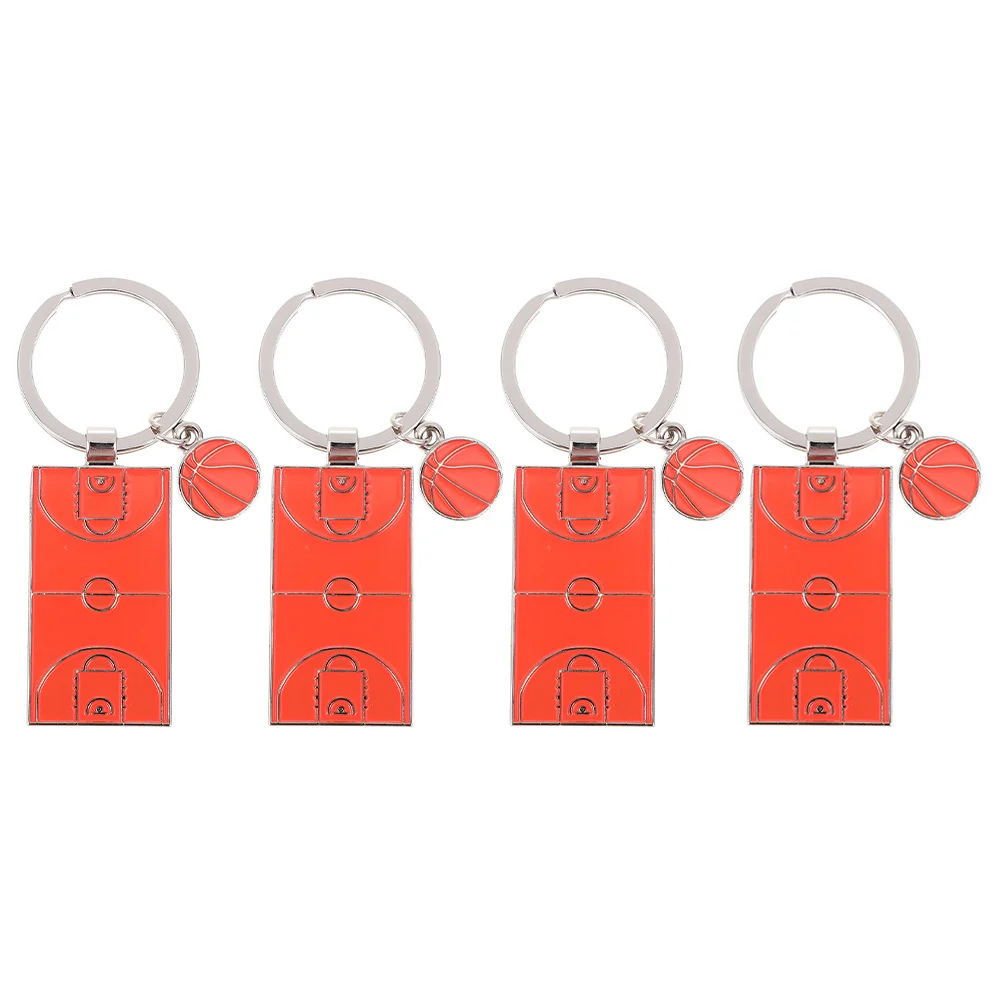 

4 Pcs Metal Keychain Basketball Zinc Alloy Hanging Decor Sports Themed Keychains