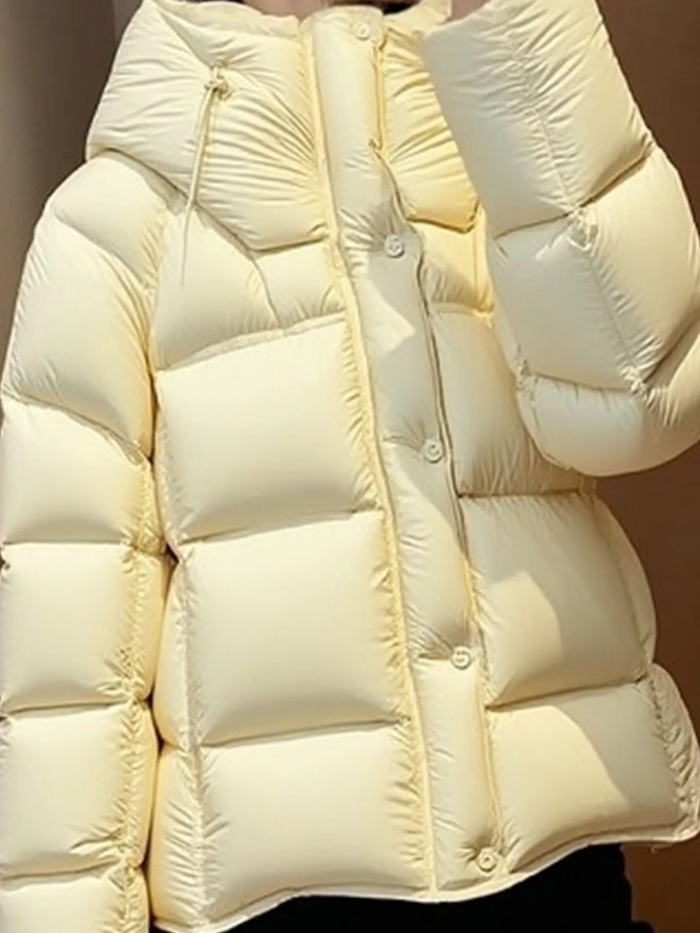 เสื้อโค้ทขนเป็ดสีเหลืองสำหรับผู้หญิง สไตล์เกาหลี แฟชั่นลำลอง สำหรับฤดูหนาว