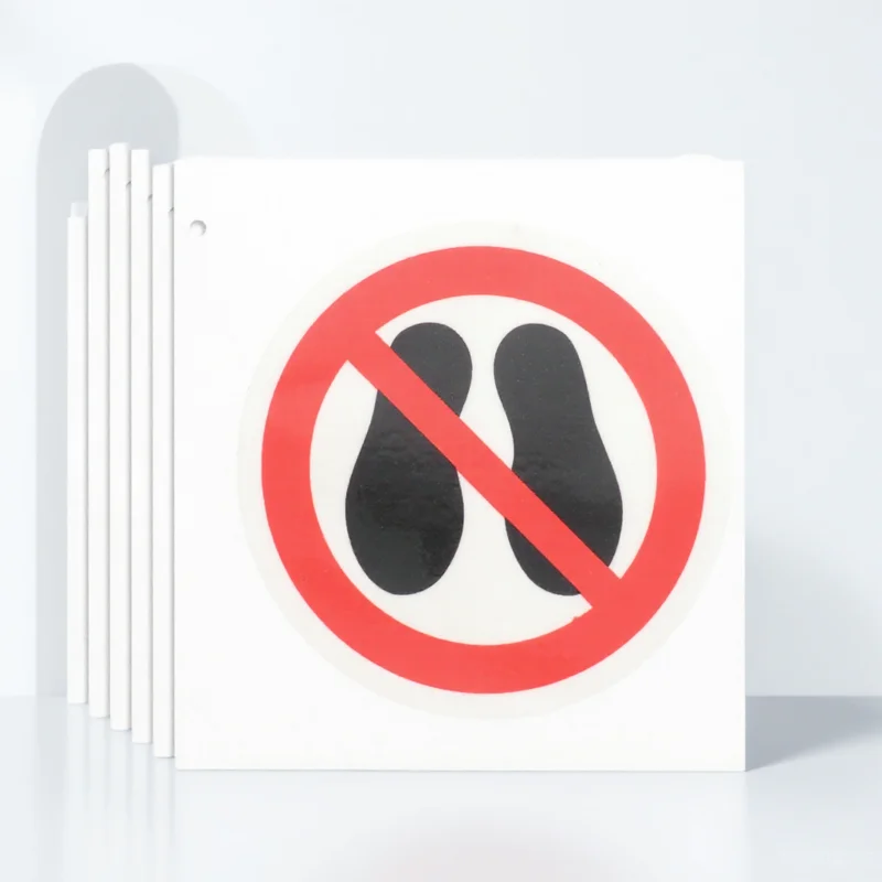 

6Pcs No Step Here Warning Stickers Peel Stick Self-Adhesive Safety Label for Factory Equipment Warning Stickers