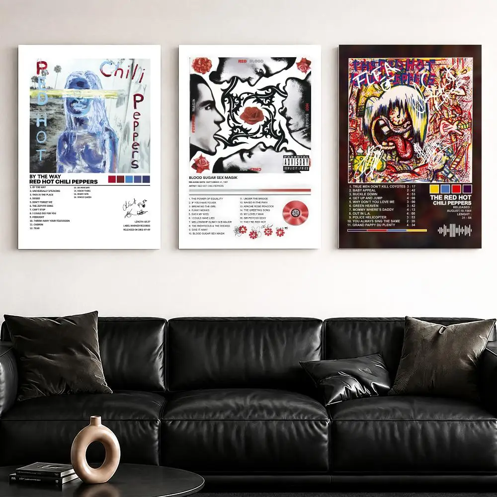 Rock Band R-Red Hot Chili P-Peppers Framed Wall Painting Ready to Hang Canvas Poster for Bedroom Living Room Hallway Home Decor