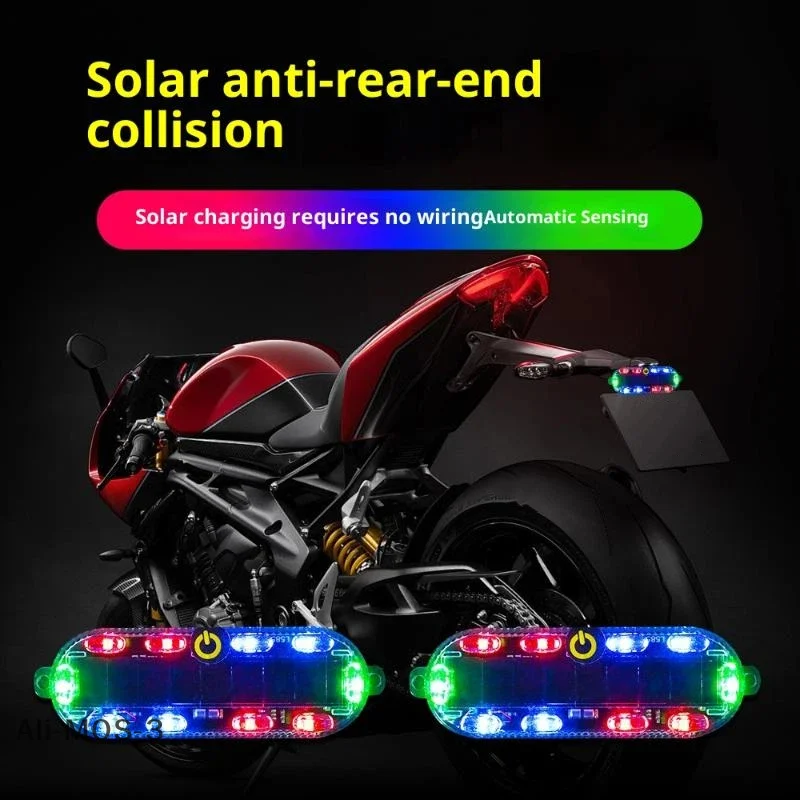 

【S】1/2PCS Solar Strobe Light, Wireless LED Warning Light for Motorcycle Car Truck, Waterproof Anti-Collision Signal Lamp