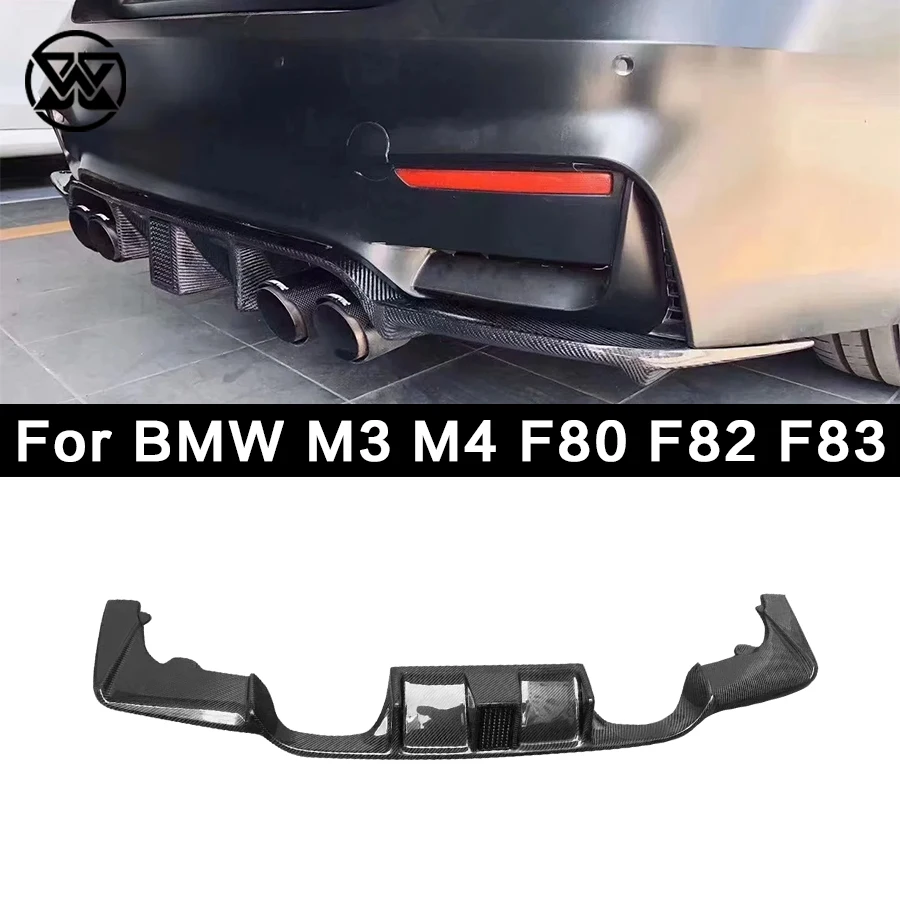 

For BMW M3 M4 F80 F82 F83 Carbon Fiber Rear Bumper Lip Diffuser Spoiler KT Style Splitter Apron Guard Body Kit