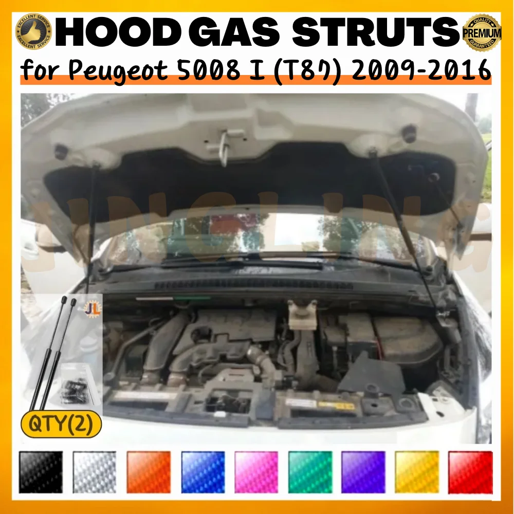 

Qty(2) Стойки капота для Peugeot 5008 I (T87) 2009-2016, модификация переднего капота, газовые пружины, амортизаторы, подъемные опоры, демпферы