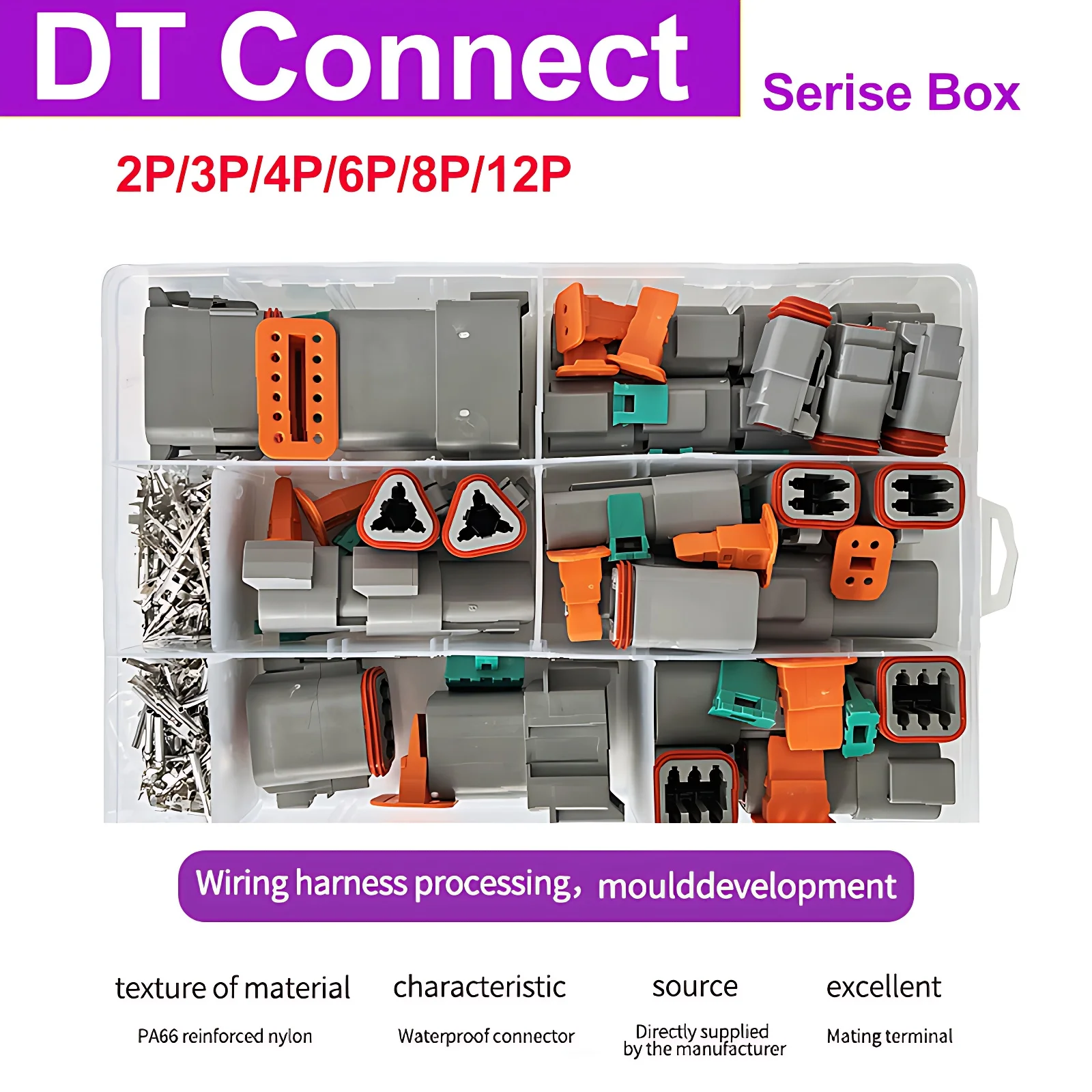 Deutsch DT Series Connector Kit DT04-2P DT04-3P DT06-2S DT06-3S Automotive Sealed Plug DT Waterproof Wire Connector with Box