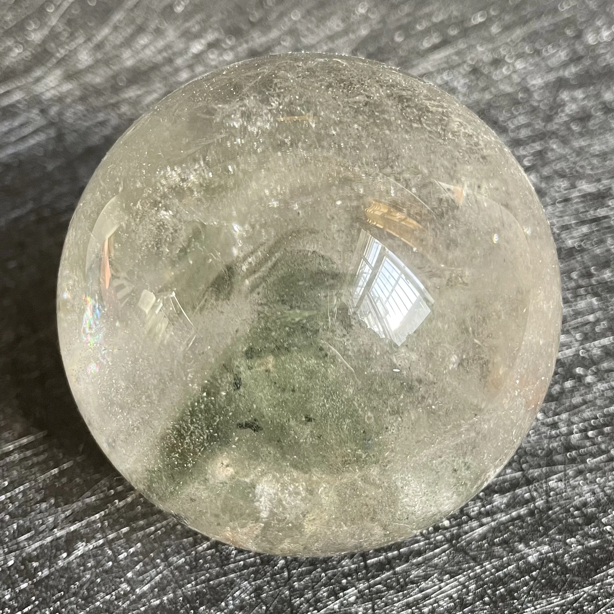 

482g Natural Crystal Ball Green Phantom Sphere Tourmaline Rock Decoration Rough Polished Quartz Stone Healing A6