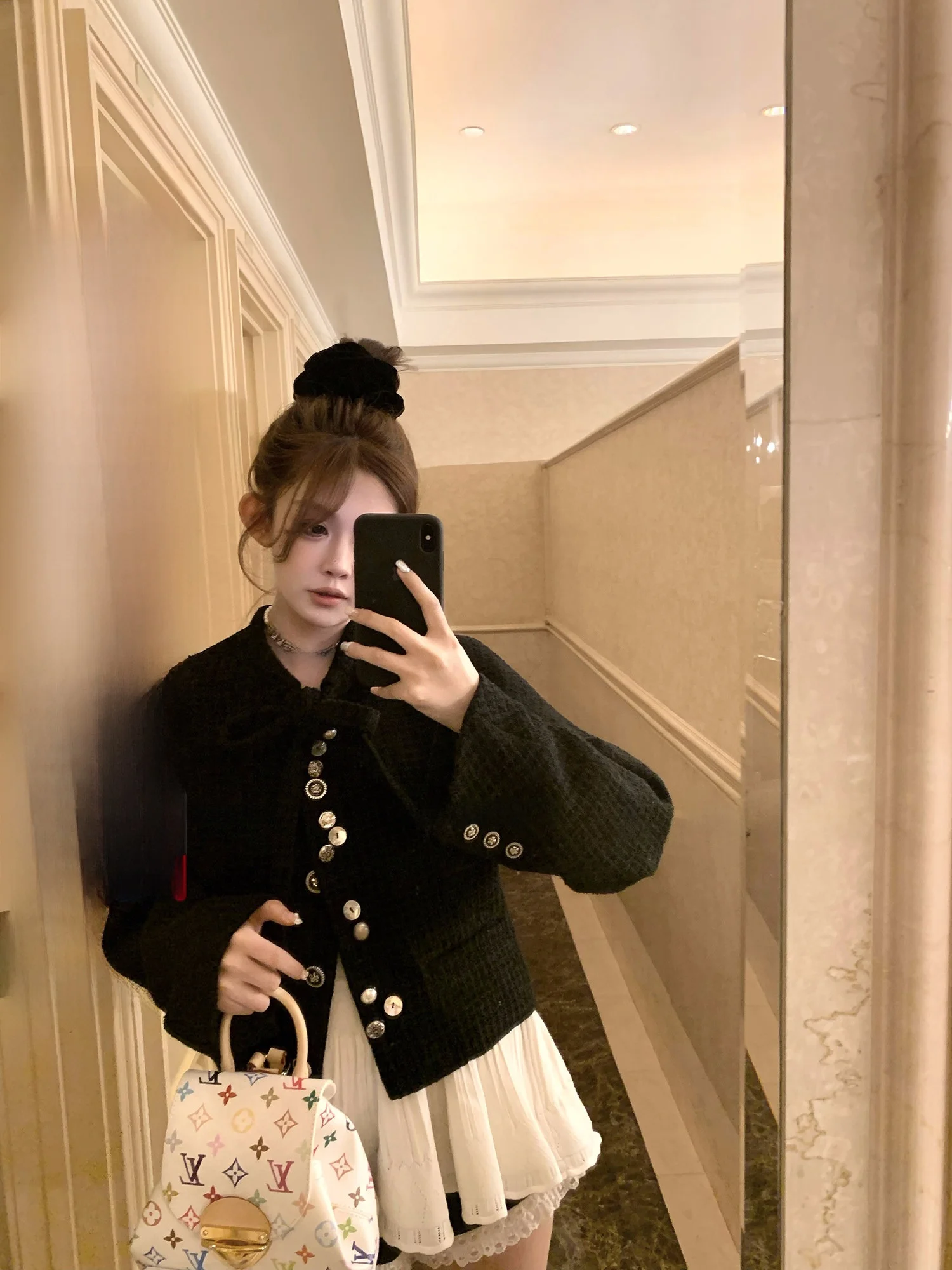 

Женский укороченный топ-жакет ATO Hero Retro Mixed Bright Tead Bla Small Fraance Sle с узлами, верхняя одежда из полиэстера и шерсти