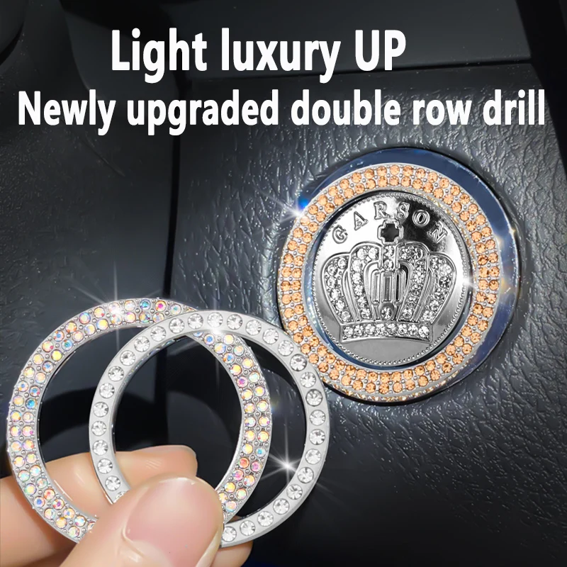 Decoration Ring Diamond Rhinestone Car Decor One Click Start Button Engine Start Stop Switch Button Cover