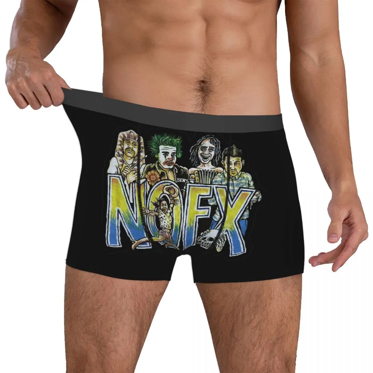 Man Vintage Nofx Rock Band Boxer Shorts Panties Breathable Underwear Heavy Metal Music Male Novelty Underpants