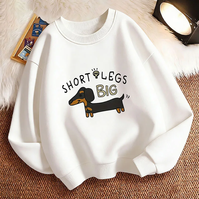 2026 Lustiger Kinder-Sweatshirt-Pullover Frühling Dackel Hund Rundhals Grafik-Print Hoodie Junge/Mädchen Kinder-Kapuzenpullover