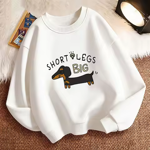 2026 Funny Children's Sweatshirt Pullover Spring Dachshund Dog Crew Neck Graphic Print Hoodie Boy/Girl Kids Hoody