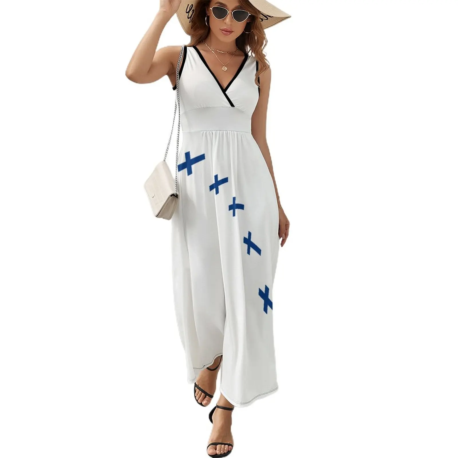 

Finland Flag Dress Aesthetic Bohemia Long Dresses Ladies Party Pattern Maxi Dress Birthday Present