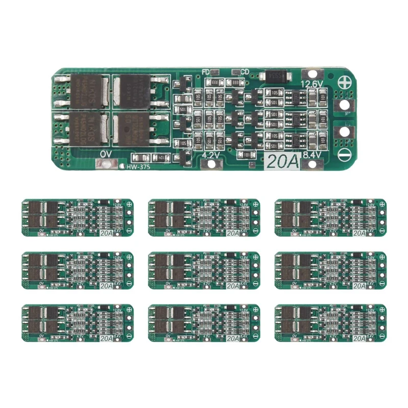 

10Pcs 3S 20A BMS 18650 Li-Ion Lithium Battery Charger Module BMS Protection Board PCB 11.1V 12V 12.6V Module