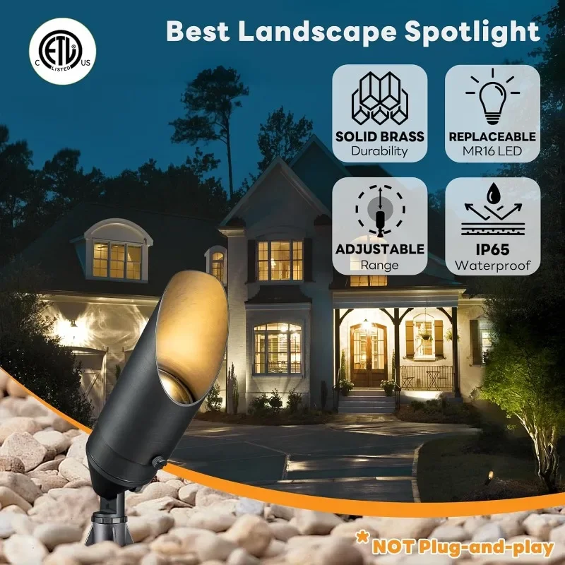 Light Low Voltage - Outdoor Landscape Spotlights, 12V Landscaping LED Uplights, Hard-Wired All Weather Bronze