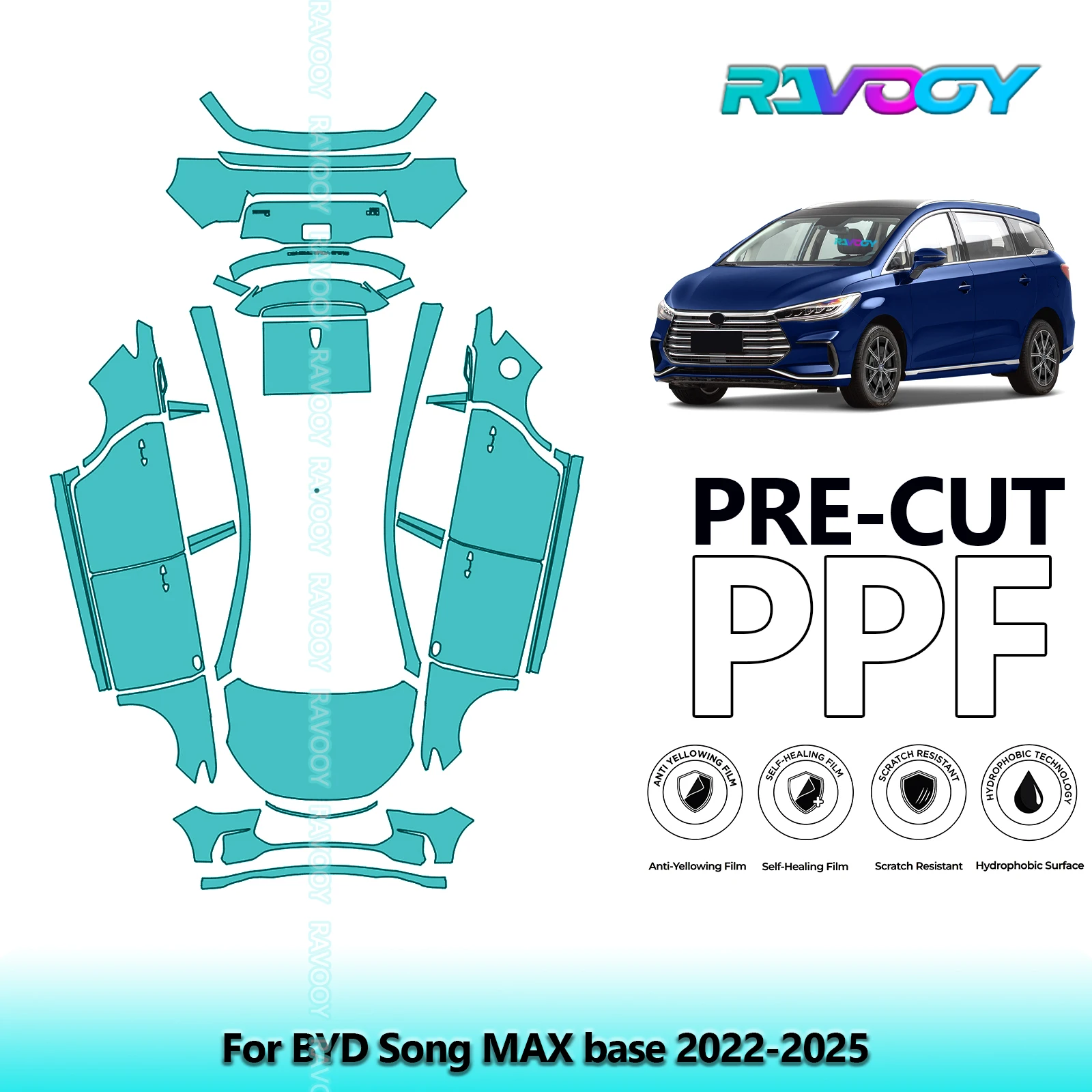Full Vehicle Clear Bra Precut PPF Paint Protection Film For BYD Song MAX base 2022-2025