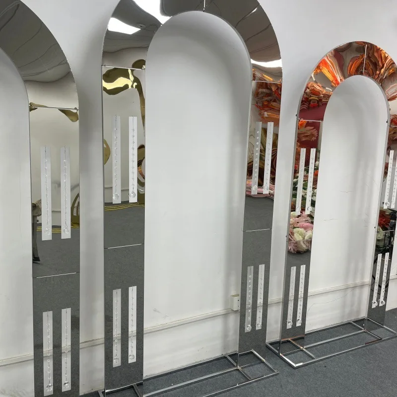 خلفية قوس الزفاف إطار باب من الفولاذ المقاوم للصدأ حامل زهور لحفلات أعياد الميلاد وحامل خارجي ديكور فاخر