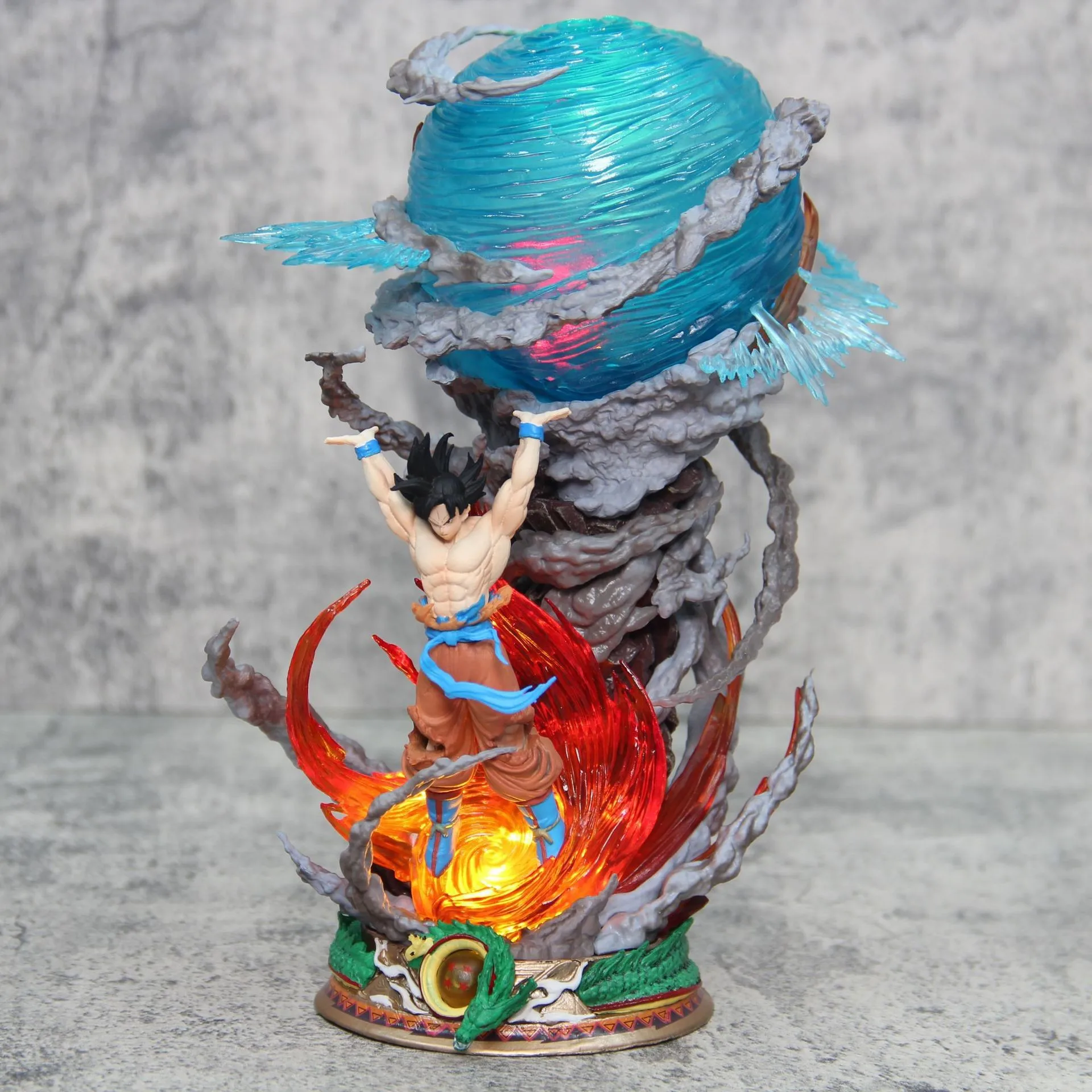 Hot Dragon Ball GK Hunter Series QG Super Vitality Wukong 29cm Model Kaka Shaped Rote Luminous Handheld Ornament Model view 4