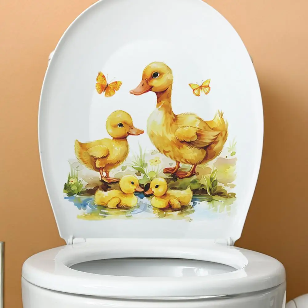 Duck Themed Bathroom Decor Adorable Yellow Duck Toilet Sticker Set Waterproof Pvc Bathroom Wall Art Decal Cute Lid for Room