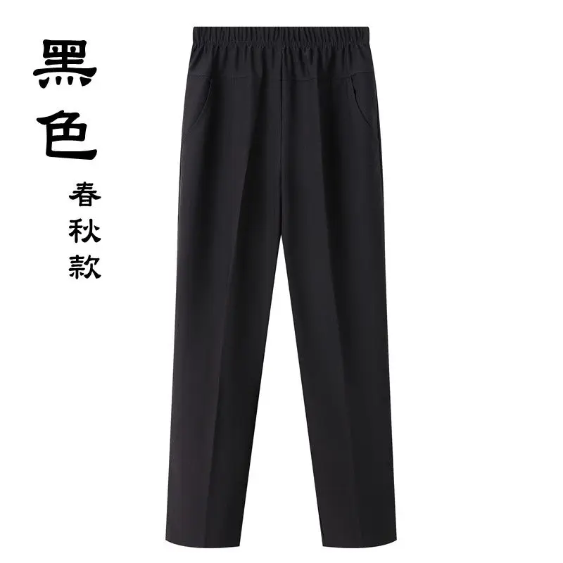 2023 New Spring and Autumn Season Fashion Simple Solid Elastic Waist Pocket Large Elastic Relaxed Oversize Straight Leg Pants