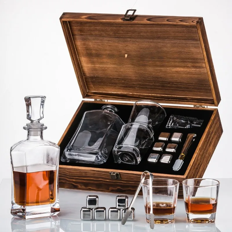 

Wine Gift Box Ice Stone Wooden Cocktail Spirits Glass