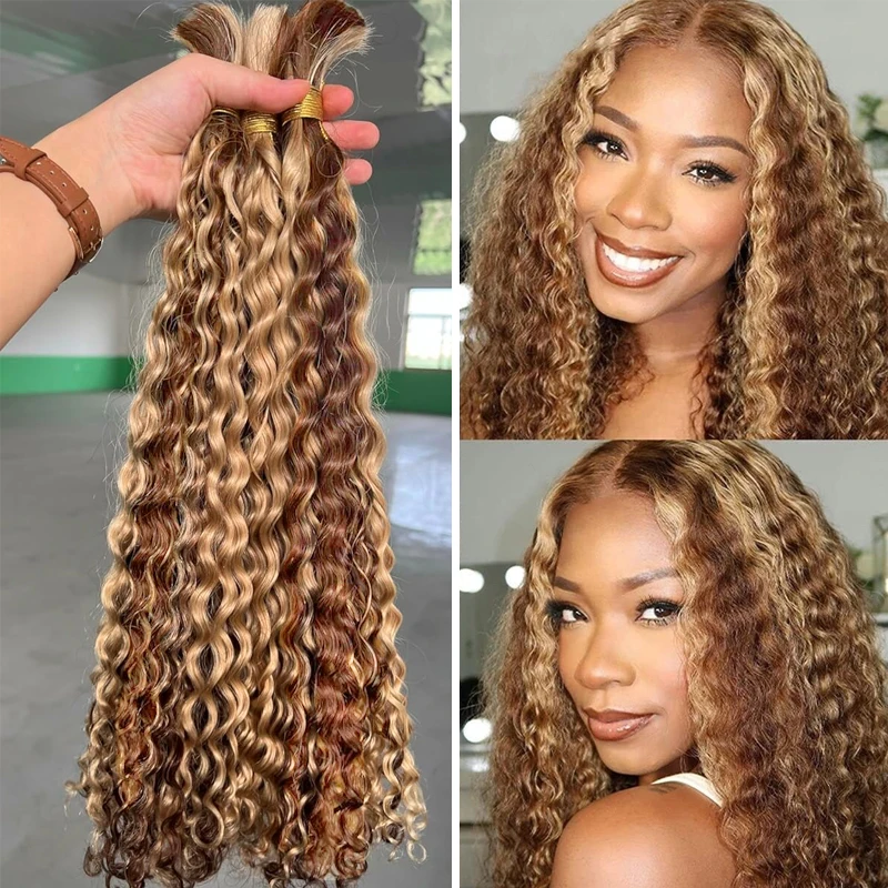 Bulk Human Hair For Braiding Vietnam Deep Wave Hair 18-30 Inches No Wefts Natural Color Hair Extension For Women 100g/pcs