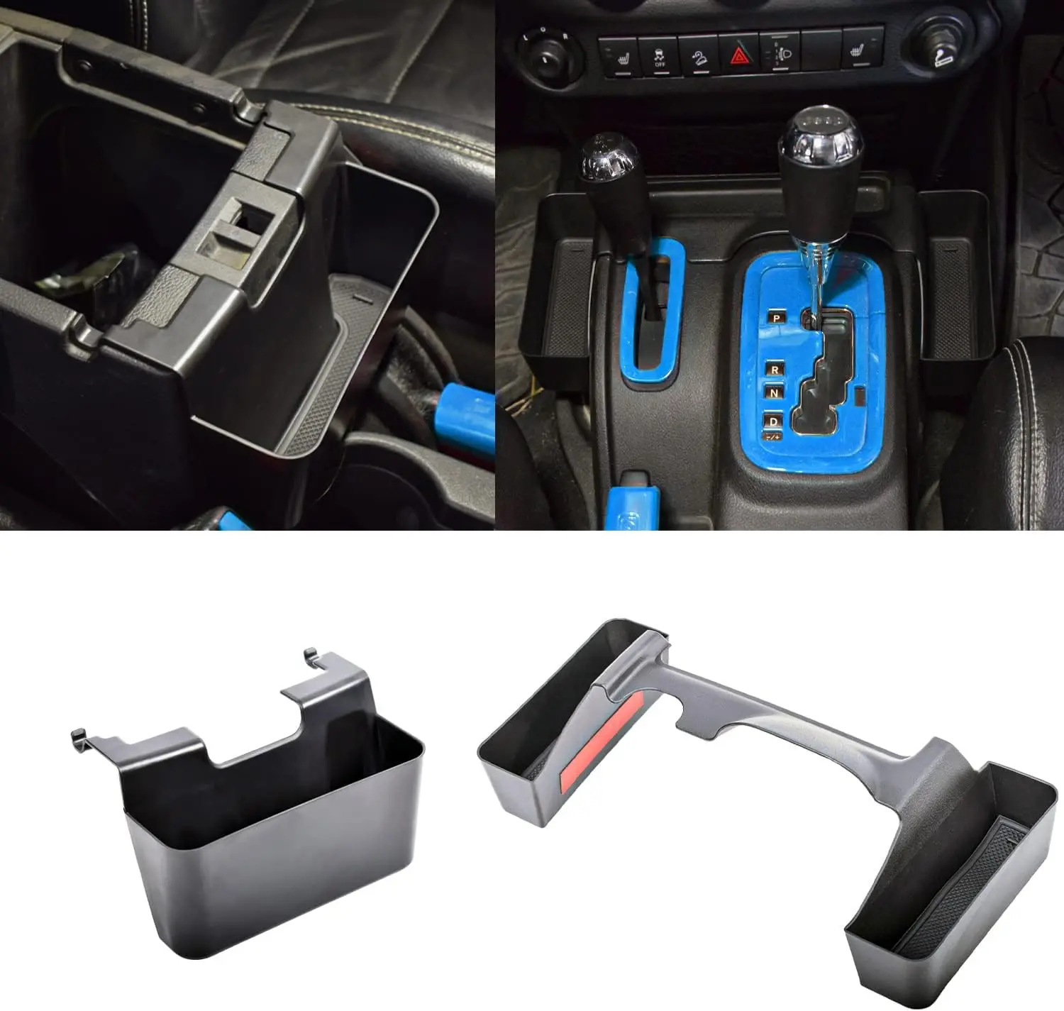 

Center Console Armrest Box Storage Tray JK Gear Shift Side Tray Storage Box for 2011-2018 Jeep Wrangler JK JKU 2/4 Door Interior