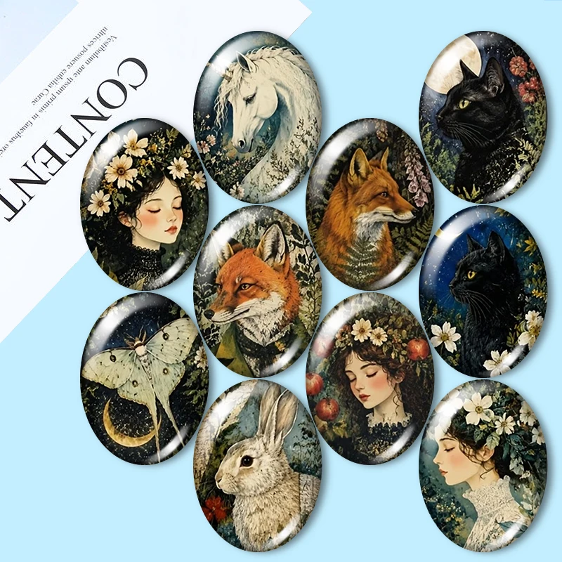 Fantasy Animal  10pcs mixed 13x18mm/18x25mm/30x40mm Oval photo glass cabochon demo flat back Making findings