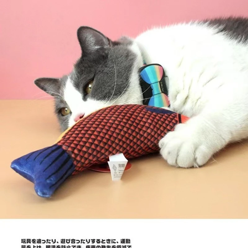Cat Toy Catnip 3D Simulation Fish Saury Goldfish Kitten Toys Pillowfish Interactive Sounding Cat Chew Bite Plush Toy Cat Supply