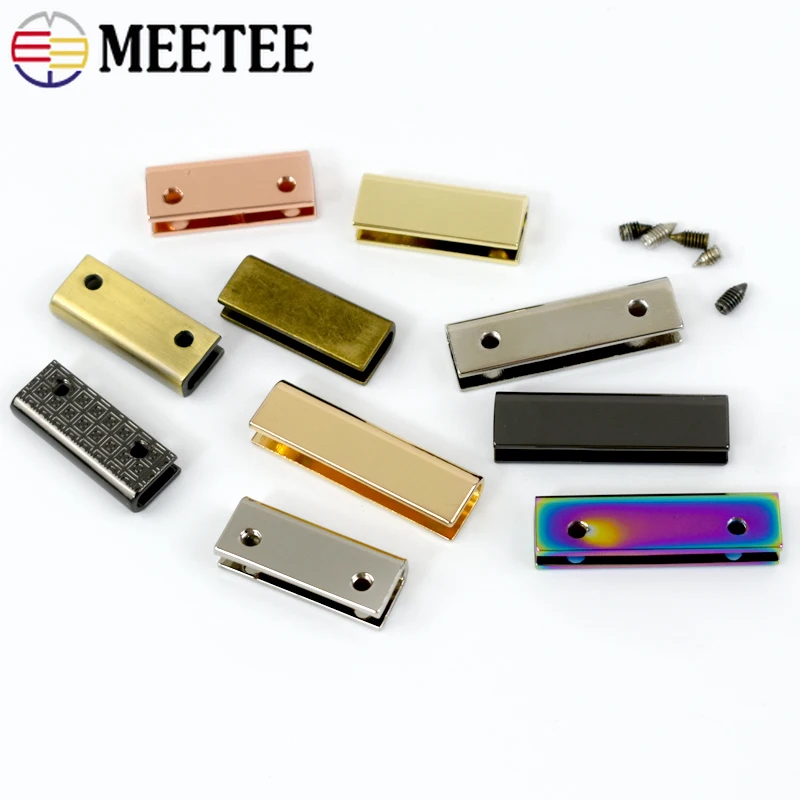 10Pcs Meetee 25-52mm Metal Edge Clip Bag Corner Protect Buckles Belt Tail Stopper Button Webbing Strap End Tails Clasp Accessory