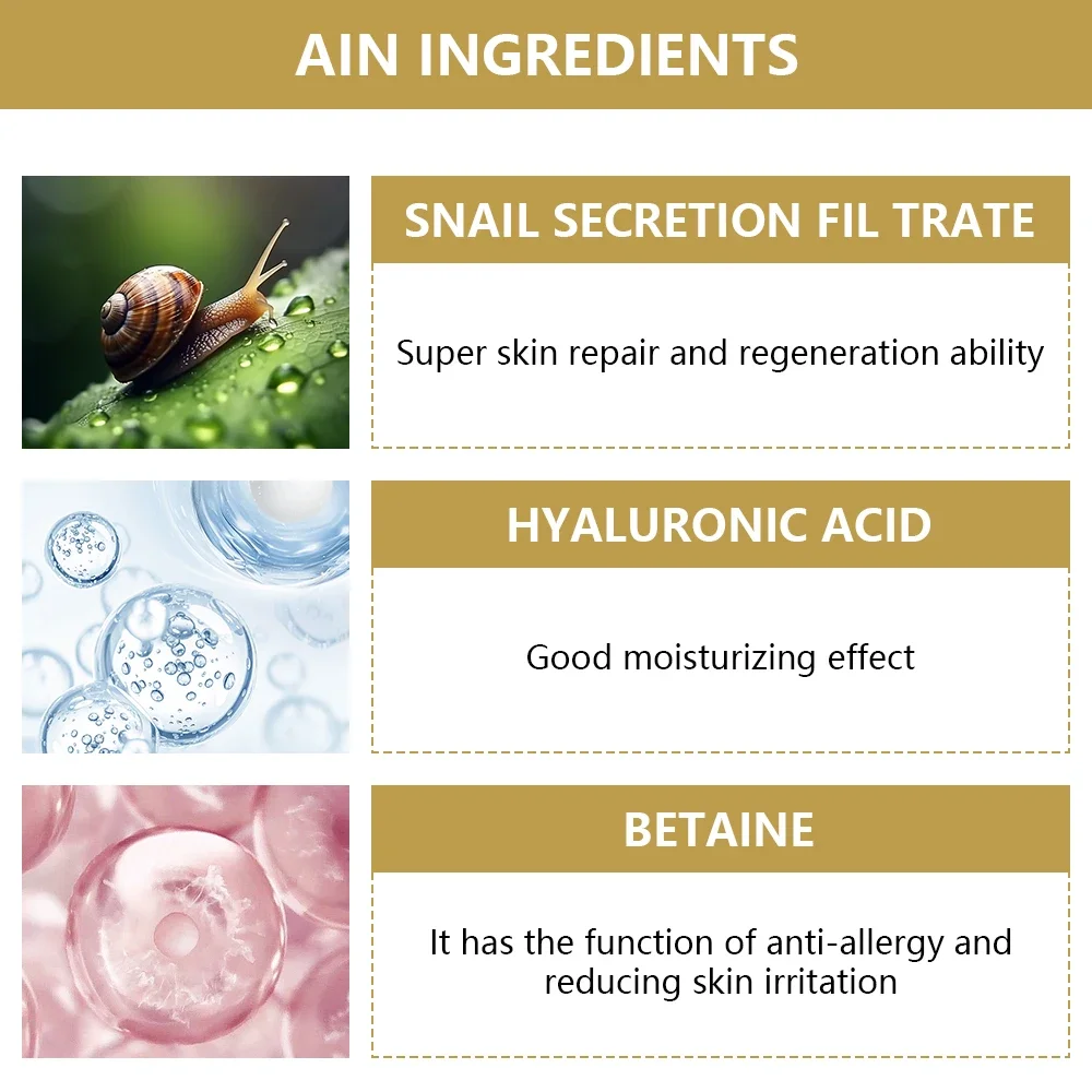 Snail-Anti Rugas Creme Hidratante para o Rosto, Colágeno, Nutriir, Reparar, Danificado, Levante, Firme, Suave, Brilhante, Clareamento, Cuidados com a pele