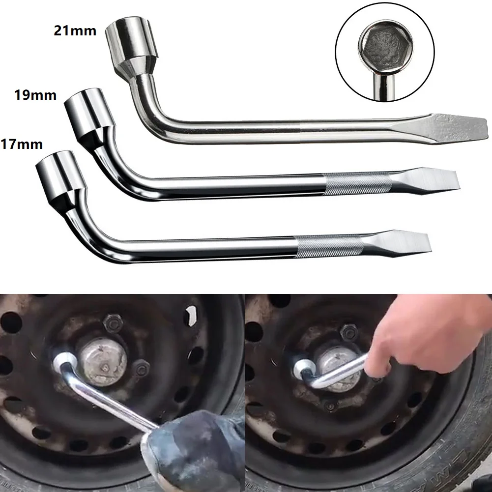 17/19/21mm Wheel Wrench Heavy Duty L Type Spanner Car Spare Tire Lug Hex Nut Bolt Socket Spanner Car Repair Tool Hand Tool ﻿