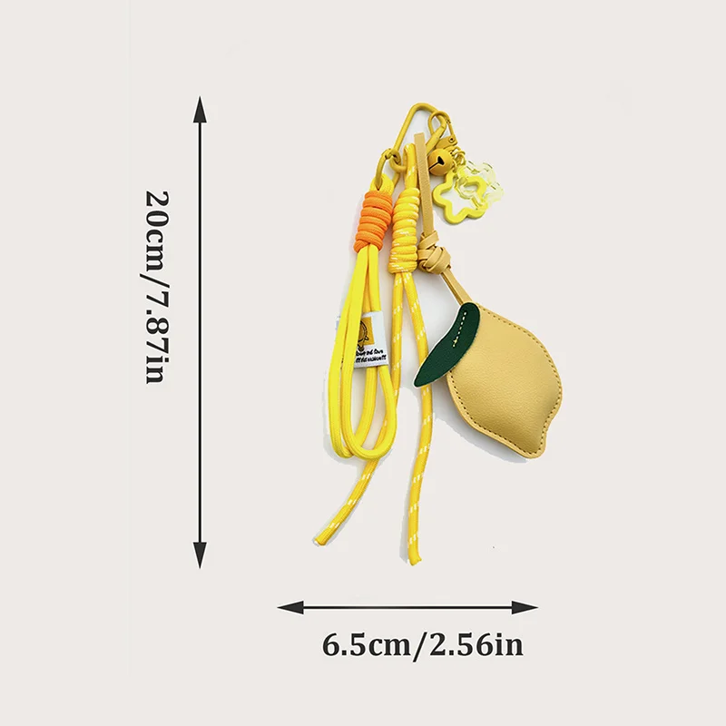 Cute Fruit Keychain Cartoon Lemon PU Leather Bag Pendant Birthday Gifts Car Keyring