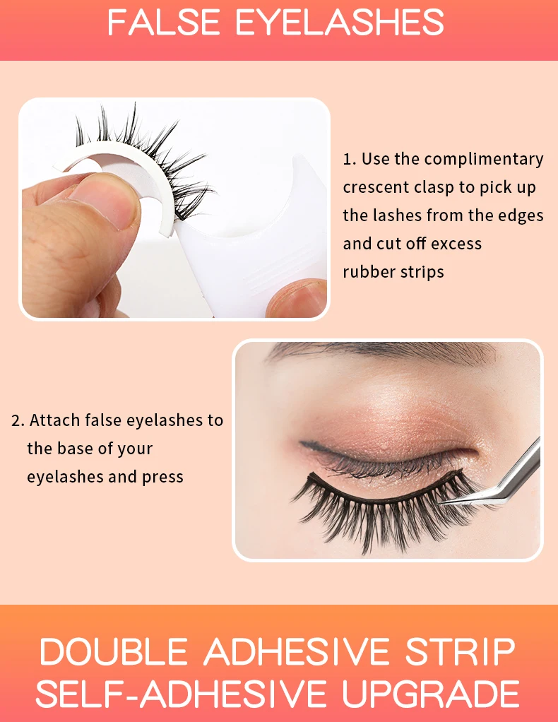 Selbst-Adhesive Falsche Wimpern Reusable Natürliche Mehrere Reversible Kleber-kostenlose Self-adhesive paar Falsche Wimpern Dropshipping – Detail 3