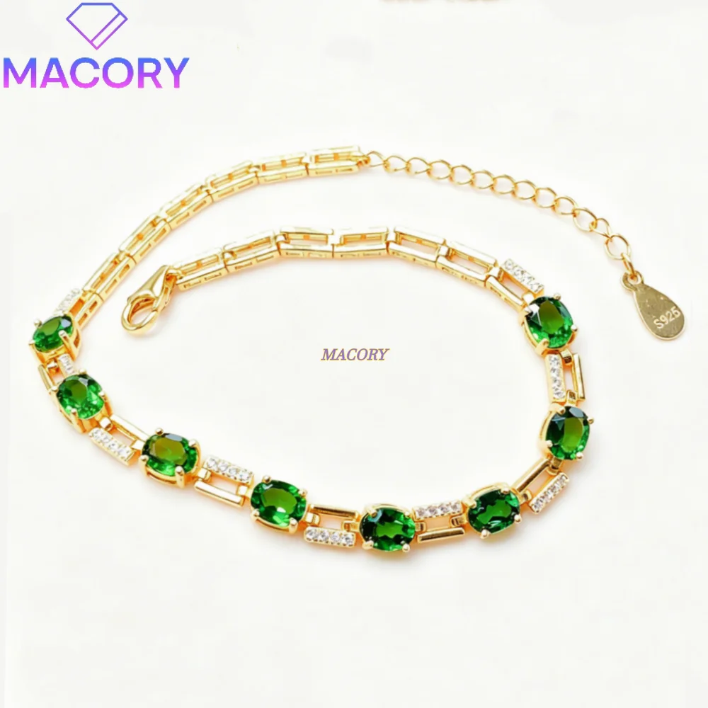 Natural peridot bracelet S925 sterling silver luxury delicate style mature and generous look gift for friends and loved ones