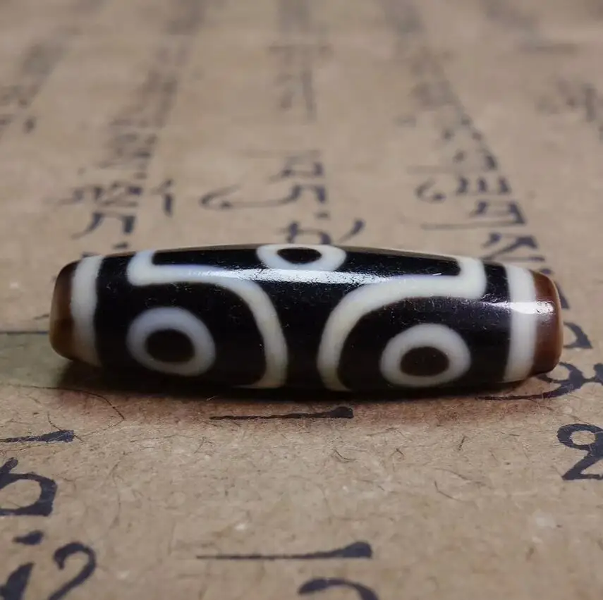 Himalaya Ancient Tibetan DZI Beads Old Agate 6 Eye Totem Amulet Pendant #4849