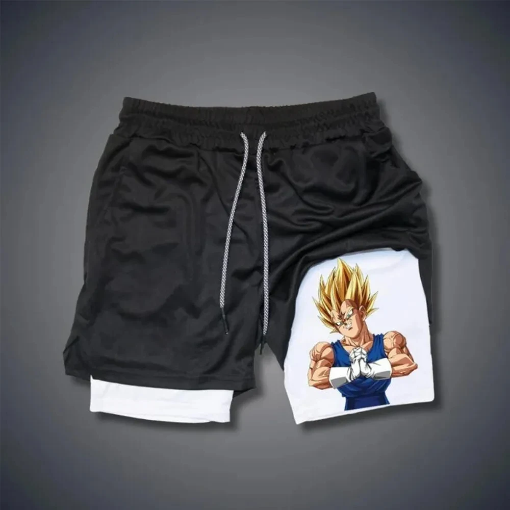 

Новые двухслойные шорты с принтом Dragon Ball GOKU Majin Buu, летние модные спортивные шорты для мужчин и женщин