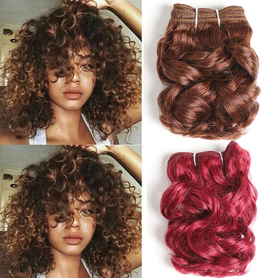 3PCS /Lot Curly Wavy Human Hair Bundles Brazilian Human Hair Weave Bundles Curly Hair Extensions