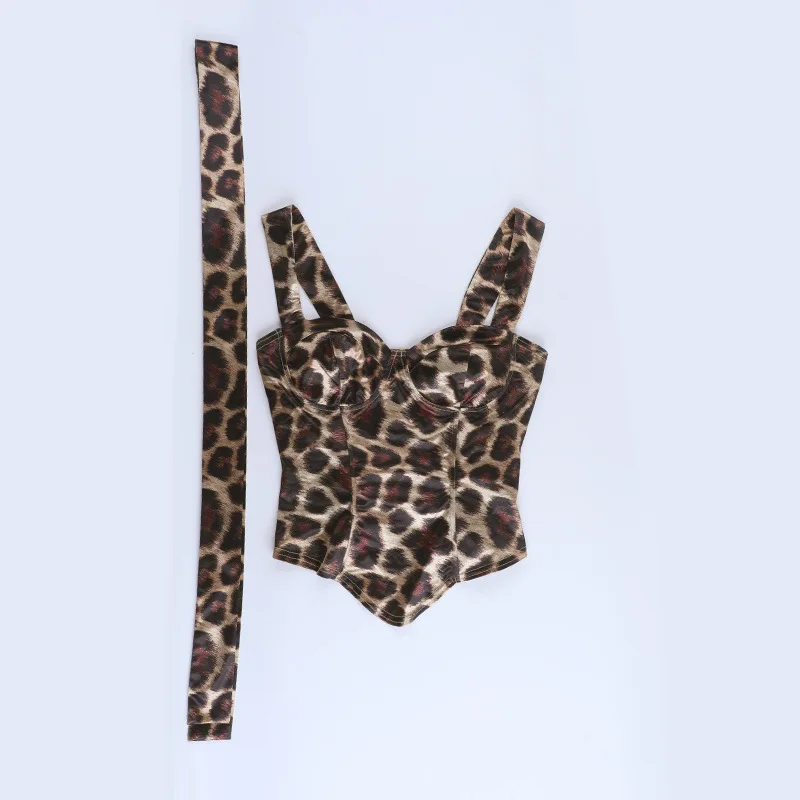 Modisches, schlankes, kurzes, sexy Leopardenmuster-Bandhemd, Herbst 2022, Damenbekleidung im europäischen Stil mit V-Ausschnitt