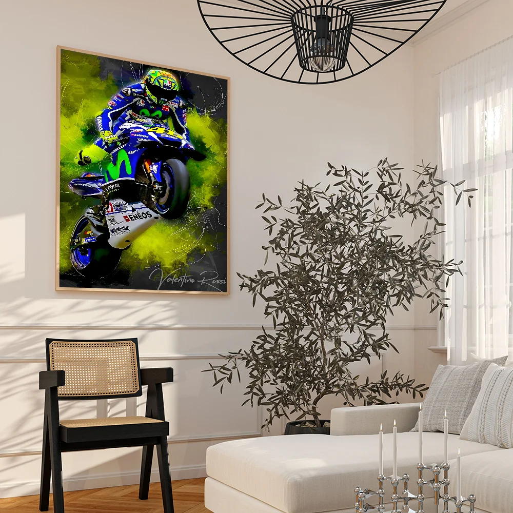 Motorcycle Racer Valentino Rossies Classic Anime Poster Fancy Wall Sticker for Living Room Decoration Decor Art Wall Stickers