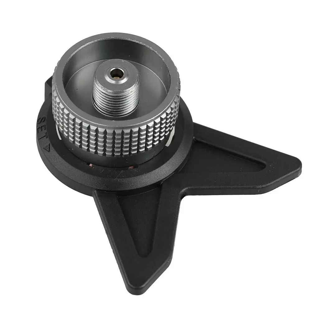 Adaptador de aleación de aluminio y poliamida butano, cabezal de estufa dividido, soporte estable, tipo tarjeta, adaptador de tanque de Gas, conexión fácil negra