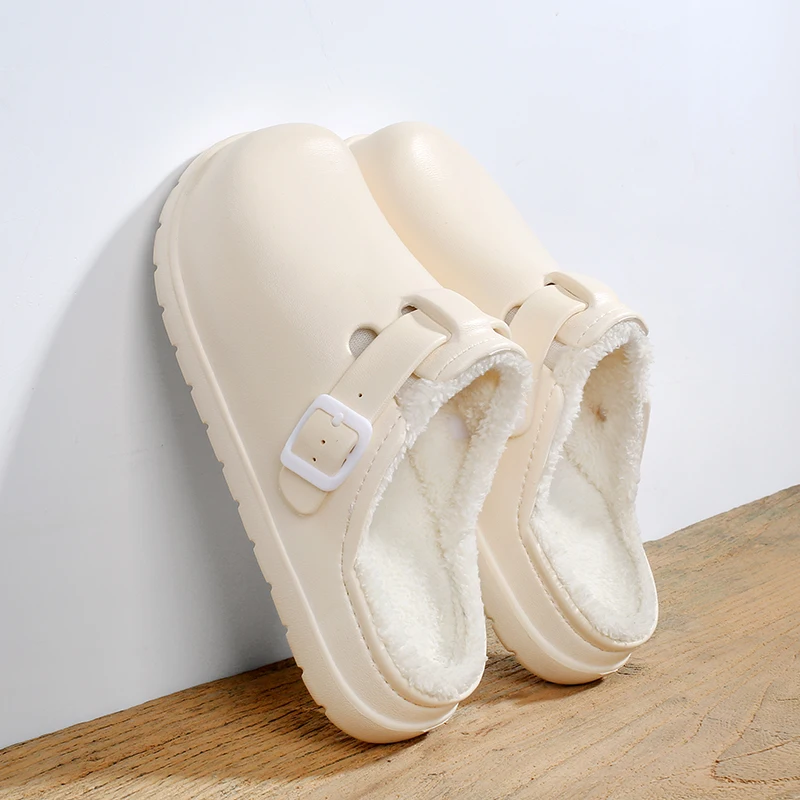 Women Thick Sole EVA Slippers Winter Warm Plush Indoor Soft  Anti-slip Slippers Couple Home Daily Walking Shoes Mules Shoes view 2