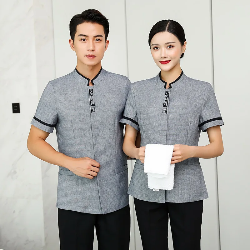 Property Cleaning Uniform Cleaner Clothing Set Short Sleeve Cleaning Staff Workwear Women Hotel Room Aunt Summer