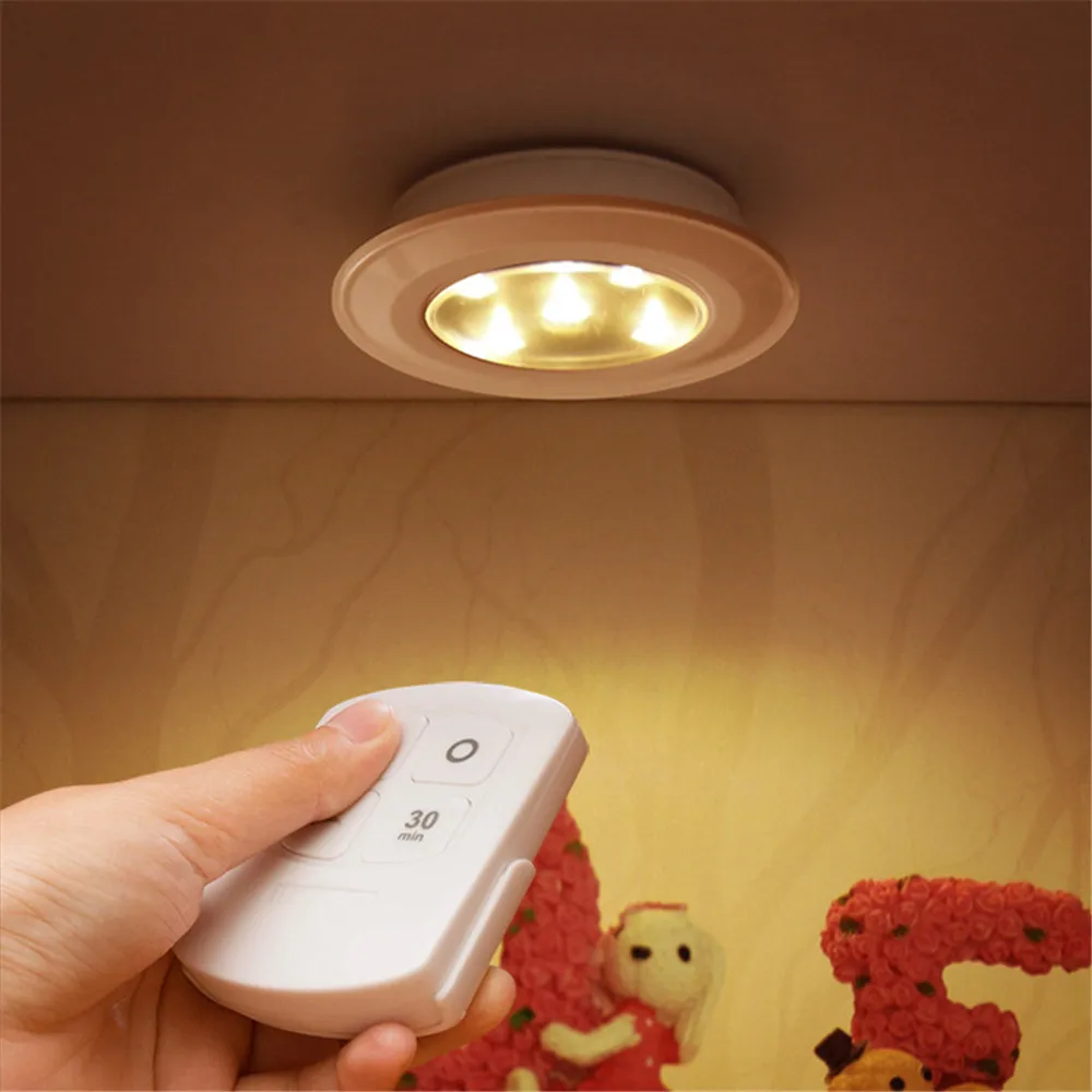 LED Under Cabinet night Light Battery Operated Puck Lighting Closets Lights with Remote Control for Wardrobe kitchen