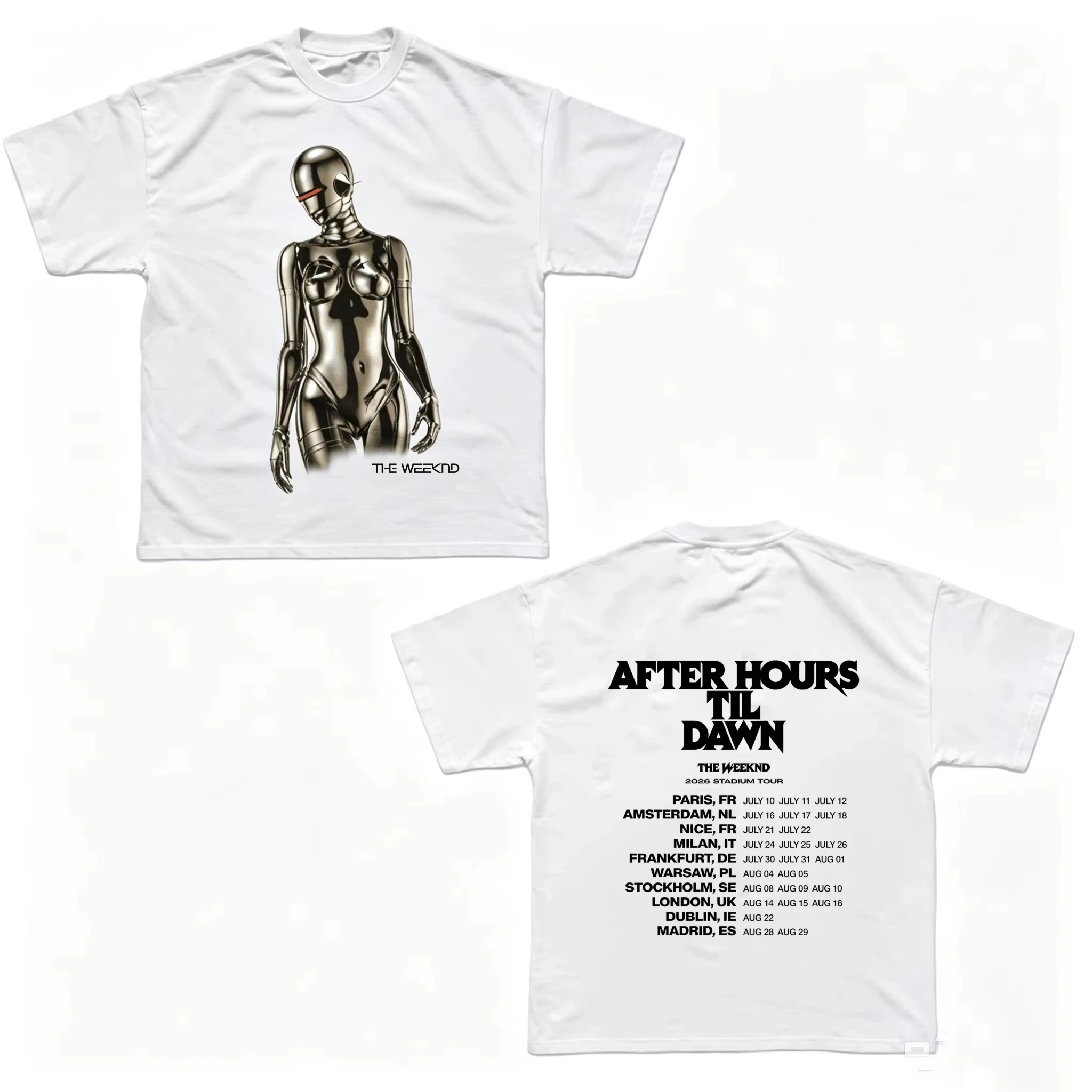The Weeknd After Hours Til Dawn Tour Europe 2026 T-shirt 100_Cotton Men's Women's Popular Streetwear