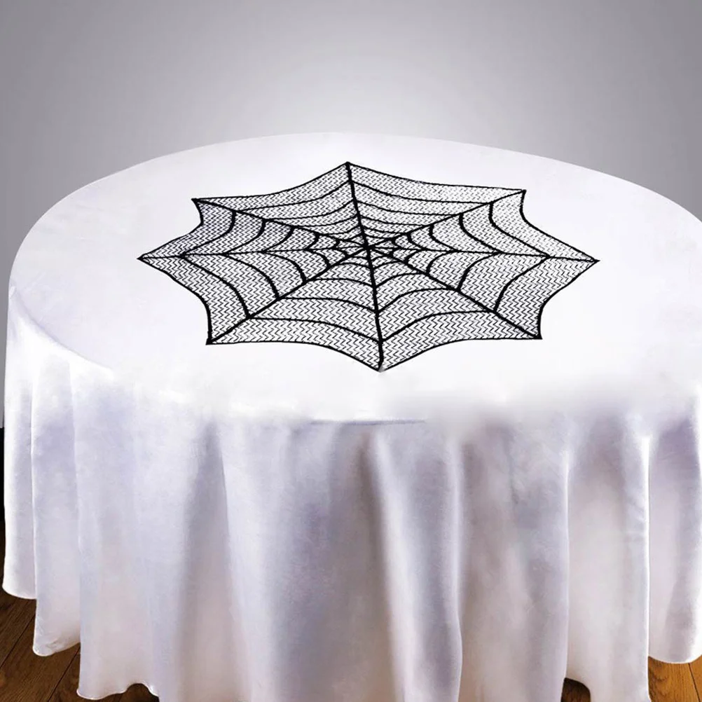 

2Pcs Black Lace Spider Web Halloween Tablecloths Decorative Table Covers Halloween Party Supplies Spider Web Decorations